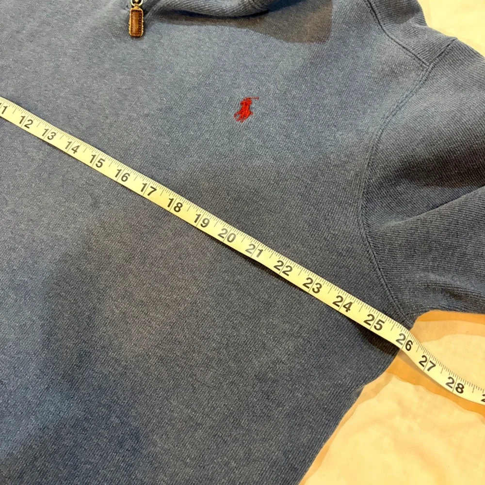 Polo Ralph Lauren Mens XL Blue 1/4‎ Zip Cotton Pullover Sweatery Red Pony Logo